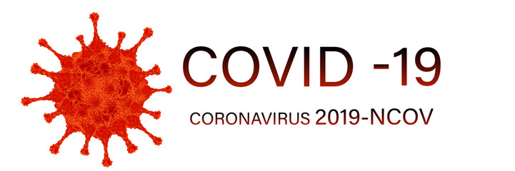 Fototapeta na wymiar Covid-19 Coronavirus concept inscription typography. World Health organization introduced new official name for Coronavirus disease named COVID-19 for icon or logo design.