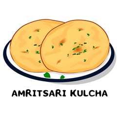 Amritsari Kulcha indian Punjabi food Vector