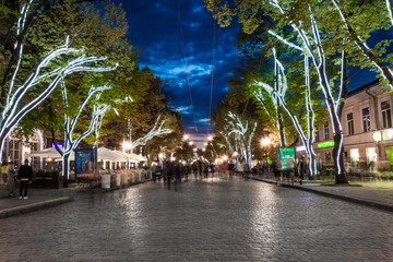 Night lighting street of Odessa © Oleksii Sergieiev