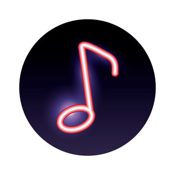 music note neon light icon