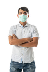 man wearing face masks to protect against virus epidemic