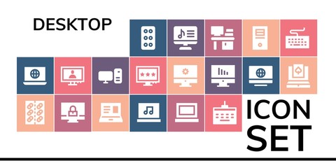 Modern Simple Set of desktop Vector filled Icons