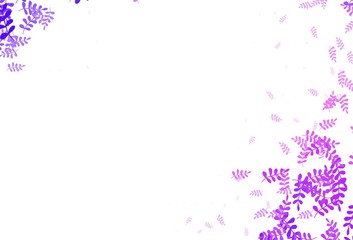 Light Purple vector abstract backdrop with leaves.