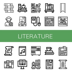 literature simple icons set