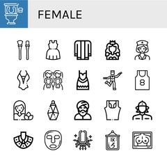 female simple icons set