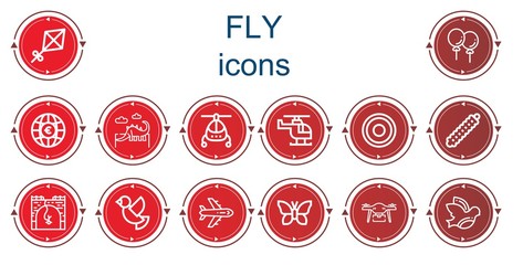 Editable 14 fly icons for web and mobile
