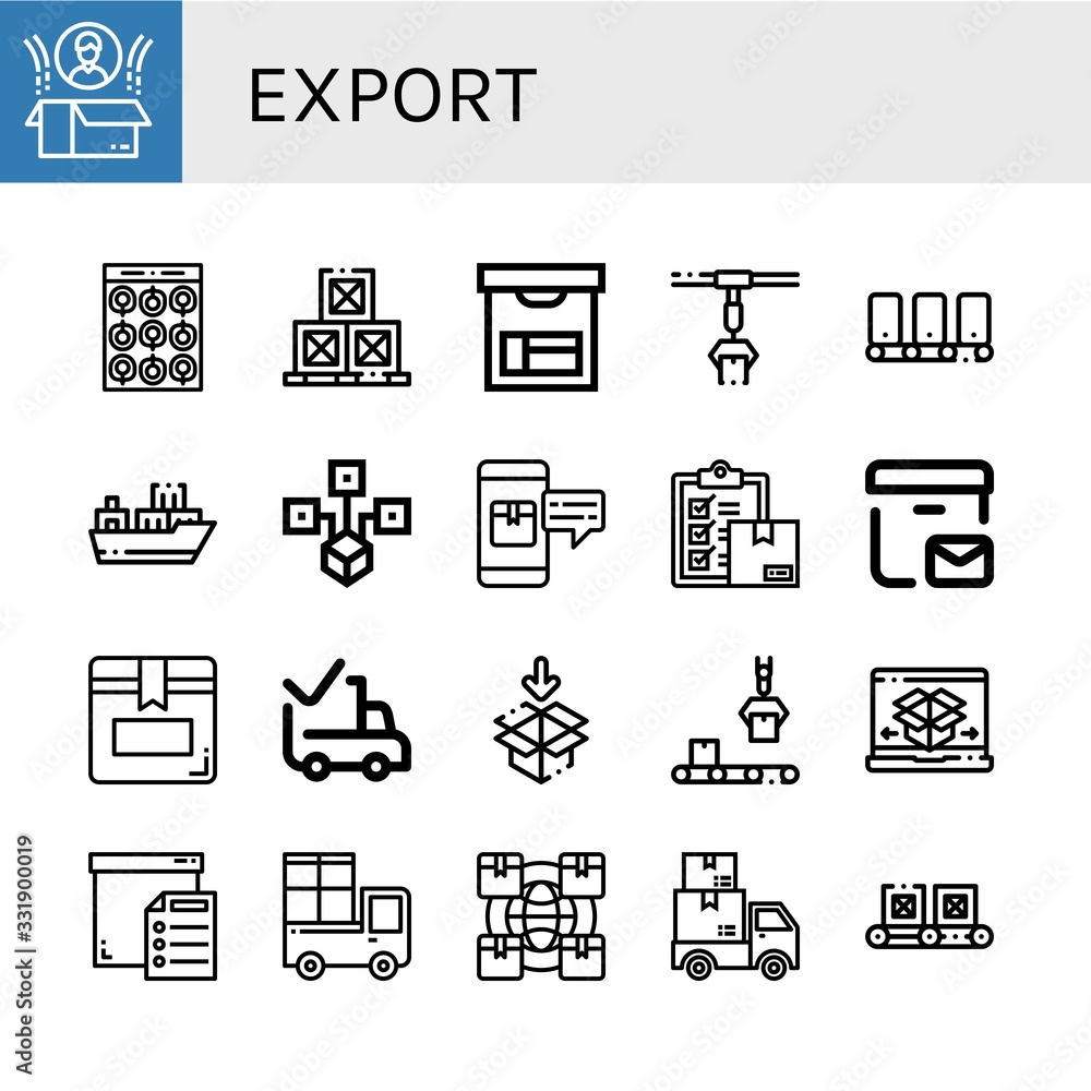 Poster export simple icons set
