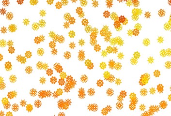 Light Orange vector background with xmas snowflakes.