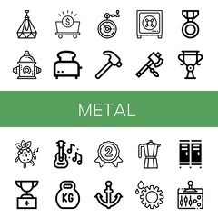 metal simple icons set