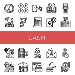 cash simple icons set