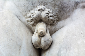David by Michelangelo, hand, fragment of statue in Florence