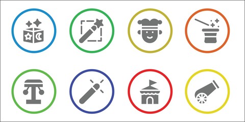 Modern Simple Set of circus Vector filled Icons