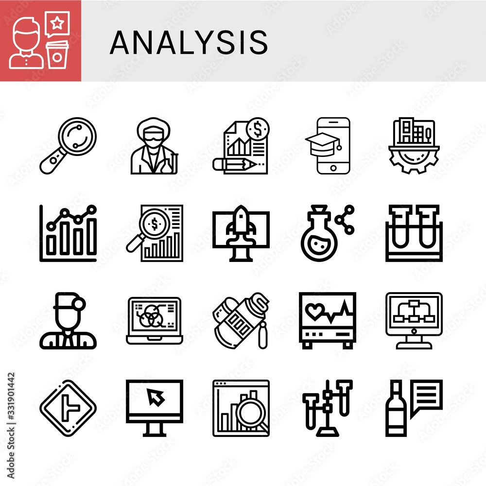 Poster analysis simple icons set