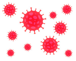 Coronavirus pattern icon. Red corona virus disease symbol. Influenza epidemic wallpaper background texture logo. Sars covid-19 sign. Isolated on white background. Vector illustration image. - obrazy, fototapety, plakaty