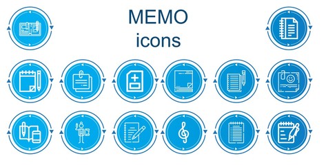 Editable 14 memo icons for web and mobile