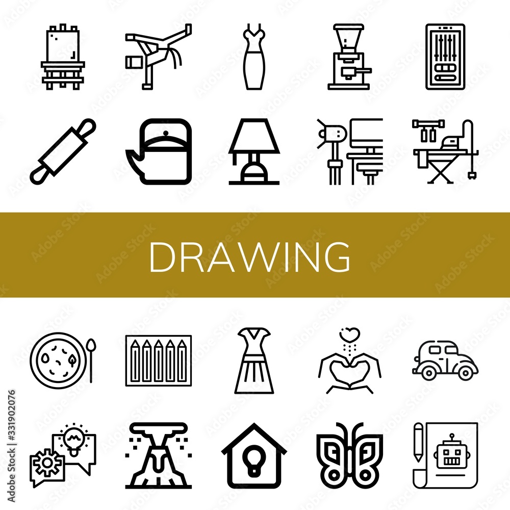 Wall mural set of drawing icons