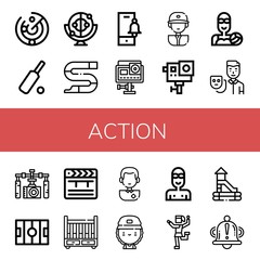 action simple icons set