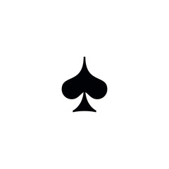 Fototapeta premium Poker playing card suit Spades outline shape single icon. Spades suit deck of playing cards used for ace in Las Vegas royal casino. Single icon illustration isolated on white. Drawing pic for tattoo.
