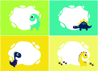 Dinosaurs. color card set with dinosaurs and place for photo or text. Flat vector illustration of dinosaurs.