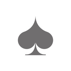 Fototapeta premium Poker playing card suit Spades outline shape single icon. Spades suit deck of playing cards used for ace in Las Vegas royal casino. Single icon illustration isolated on white. Drawing pic for tattoo.