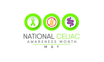 Vector illustration on the theme of National Celiac disease awareness month of May every year.