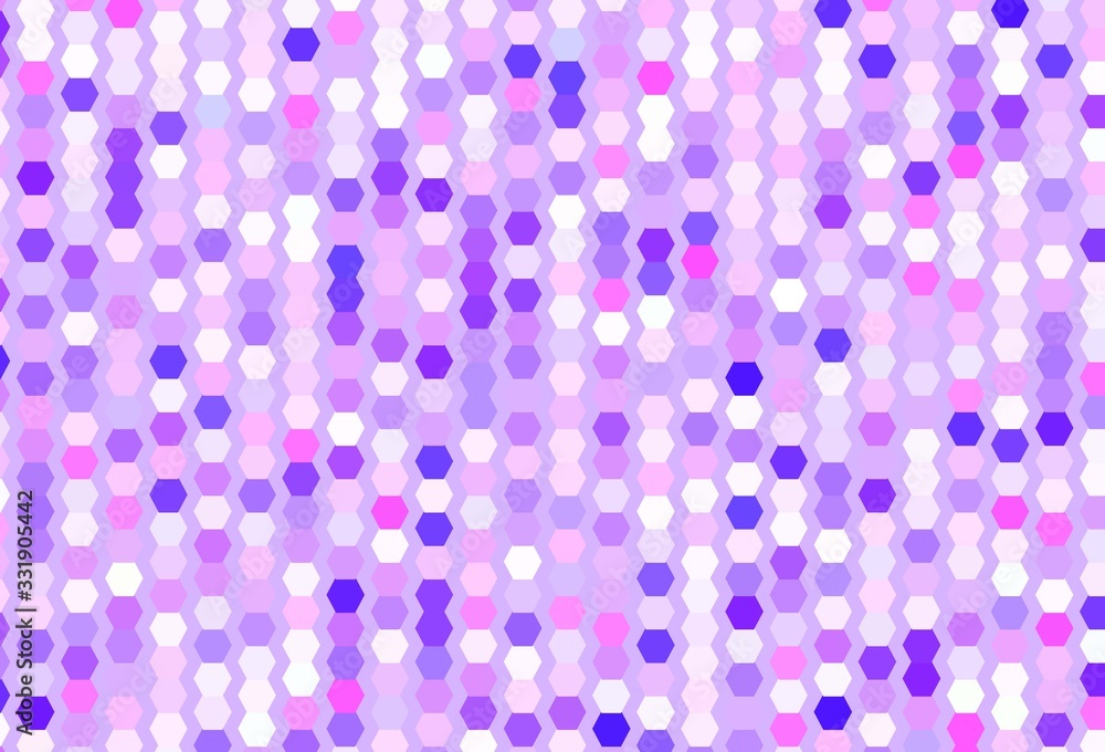 Poster light purple vector pattern with colorful hexagons.