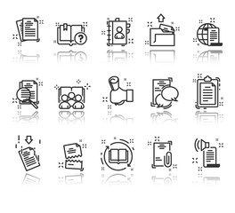 Set of documents thin line icons. 