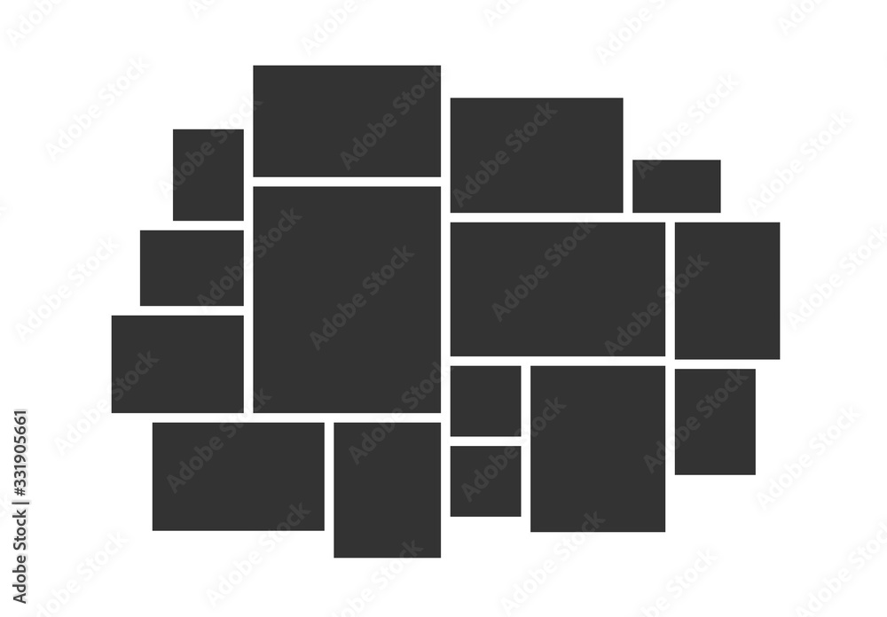 Poster empty photo collage frames template for interior design. vector poster frame mockup composition.
