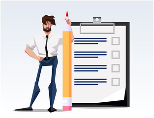 Businessman working character design set. Vector design.