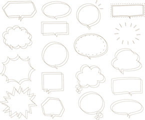 シンプルでおしゃれな吹き出し、茶色、ブラウン、線