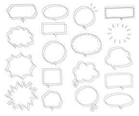 シンプルでおしゃれな白黒の吹き出し、線、ベクター