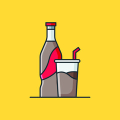 Cola Drink Icon Design Illustrations Cartoon Style Suitable eb Landing Page, Banner, Flyer, Sticker, Wallpaper, Background