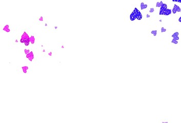 Obraz na płótnie Canvas Light Pink, Blue vector template with doodle hearts.