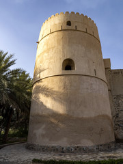 Fototapeta na wymiar The walls of Al Hazin Fort in northern Oman