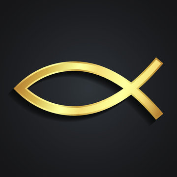ichthys christian 3d golden religion symbol