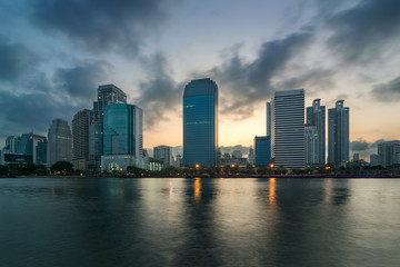  Reflection of Benjakiti Park is one of the famous places to visit in Bangkok, Thailand.