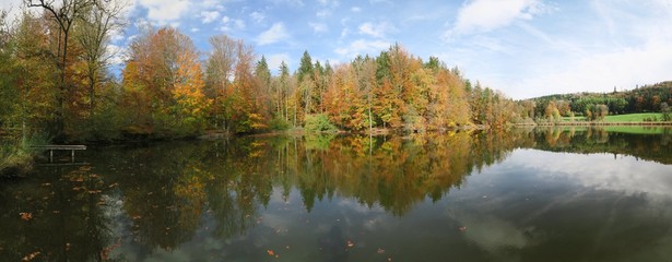 Herbst-Panorama am Waldweiher