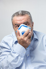 Adult man with protective mask for coronavirus