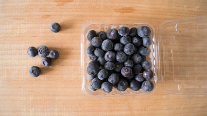Freshly blueberry in a plastic box packed