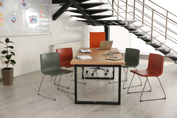 Conference room interior with modern office table
