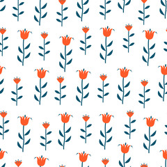 Decorative seamless pattern with leaves and flowers. Endless texture.