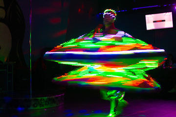 Dance of the Egyptian dervishes Tanura show. Light texture, blur background for design.
