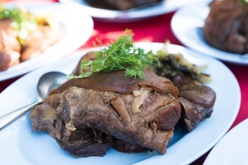 Pork steam in sweet black soup