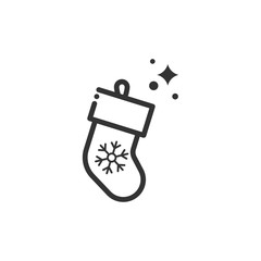 Christmas sock Vector Line Icon Illustration