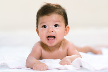Cute Asian baby close up