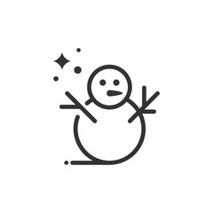 Snowman Vector Line Icon Illustration