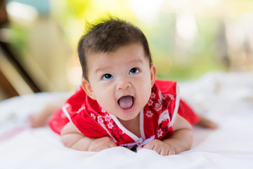 Cute Asian baby close up