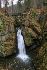 Wilczki waterfall in the Sudety mountains, Poland