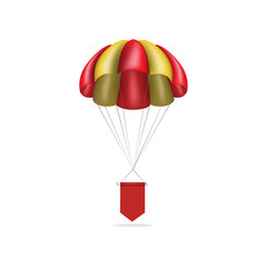 Parachute Banners in the Sky with Empty Color Ribbons for Your Text. Vector illustration of flags for poster, flyer, placard