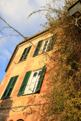 Finalborgo (SV), Italy - December 12, 2017: A typical house in Finalborgo village, Finale Ligure, Liguria, Italy